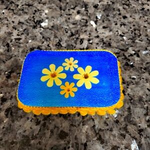 Blue and Yellow Floral Prayer Box Handmade